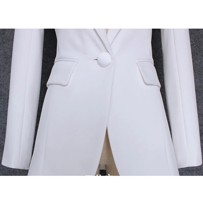 TOP QUALITY 2023 New Stylish Designer Blazer Women's Shrug Shoulder Single Button White Blazer Jacket