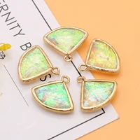 3pcnatural colorful gradient stone round triangle drop gold plated pendant connector jewelry makingdiy necklace accessories gift