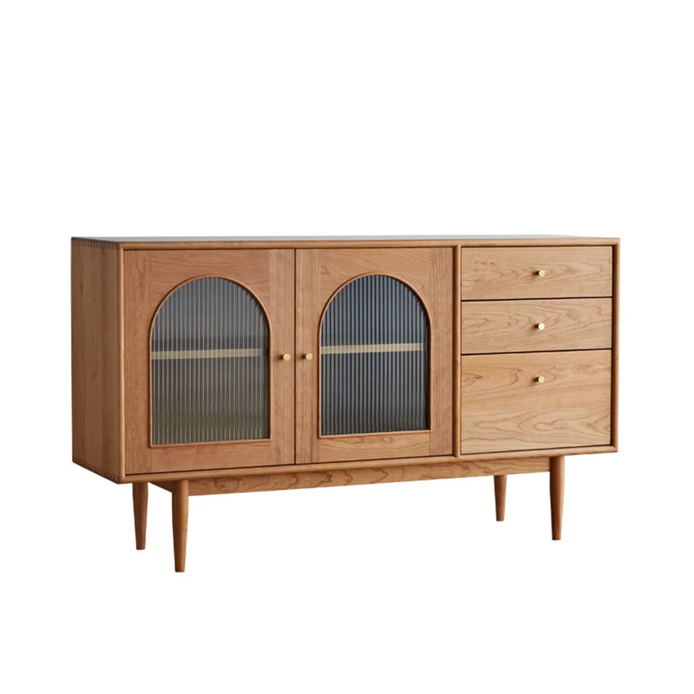 

Cherry Wood Sideboard Double Door Dining Side Cabinet Living Room Storage Cabinet Retro Furniture