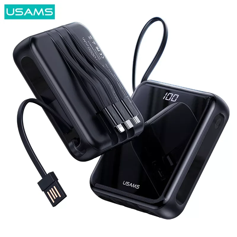 

USAMS Mini Power Bank Fast Charge 10000mAh Battery With LED Digital Display 2 USB Ports External Charger Powerbank For iPhone 13