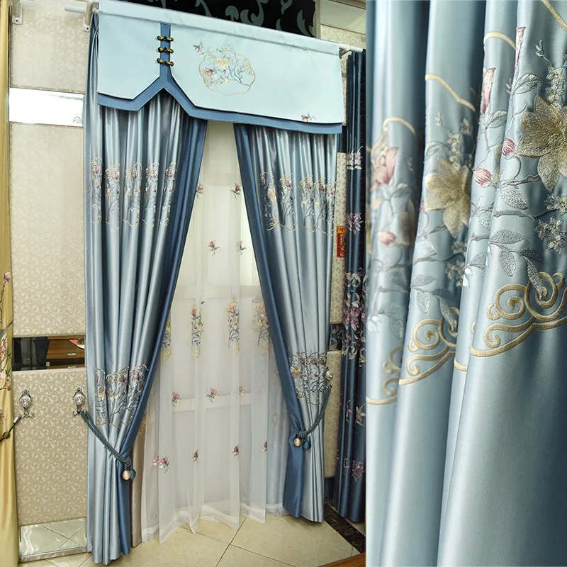 Curtains for Living Dining Room Bedroom Luxury New Chinese American Study High Precision Embroidery High Shading Windows