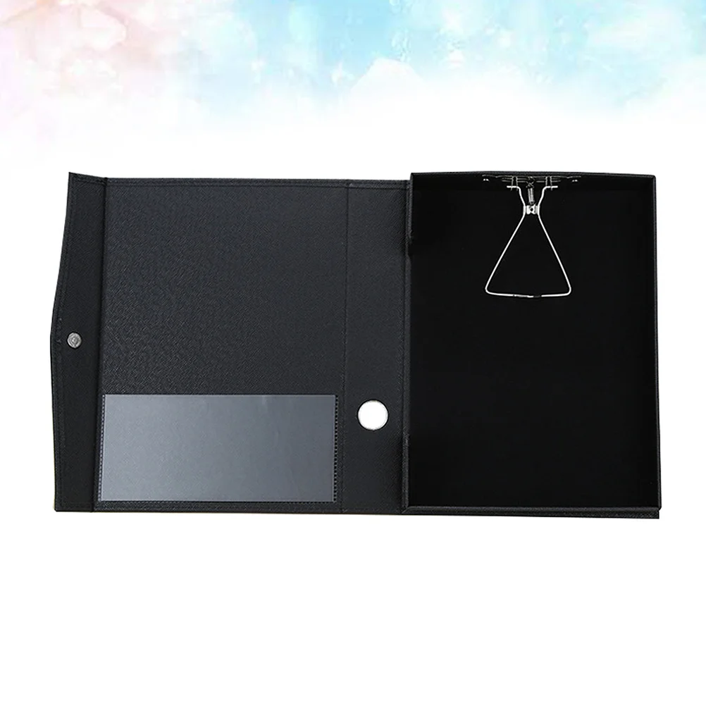 

A4 Storage File Boxes PU Document Holder with Elastic Clip Writing Memo Folders Practical Simple Clipboard File Box for Home
