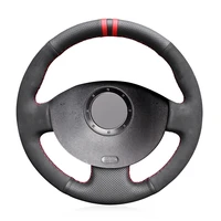 diy custom black suede leather car steering wheel covers for renault megane 2 scenic 2 2003 2009 kangoo car accessories interior