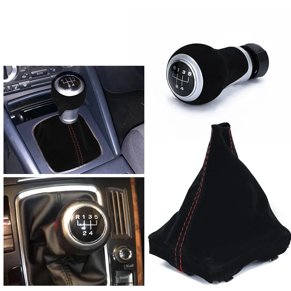 

5 Speed Manual Gear Shift Knob Lever Stick Arm Pen Gaiter Boot Cover Case For Audi A4 S4 B8 8K A5 8T Q5 8R S Line 2007-2015