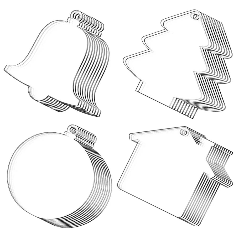 

40 Set of DIY Acrylic Christmas Ornament with Red Ribbon DIY Blank Acrylic Ornament for Tree