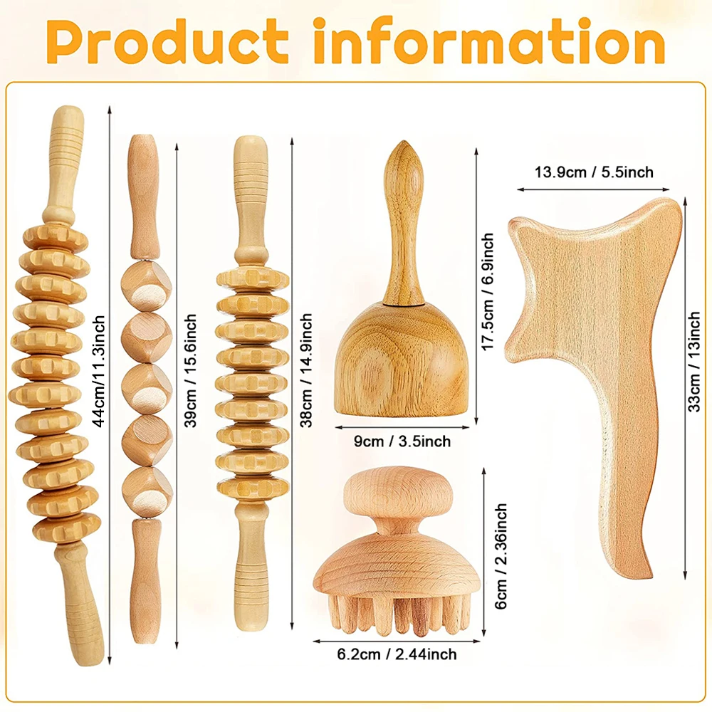 Professional Wooden Lymphatic Drainage Anti-cellulite Massager Wood Therapy Massage Tools for Body Shaping Muscle Pain Relief
