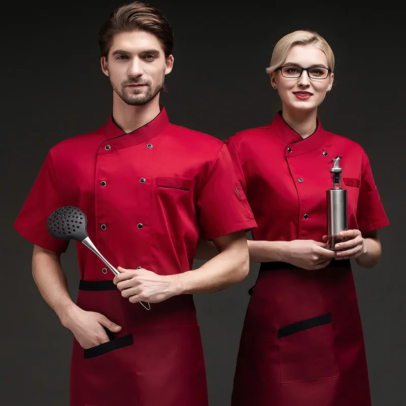 

2023 breathable back net catering chef's work clothes men's and women's restaurant baking cake pastry chef short sleeve q19