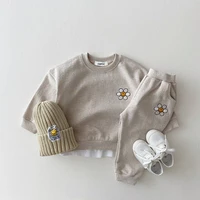 embroidery daisy sweatshirtpants 2 pcs suit boys tracksuit toddler girl clothes set children boutique outfits kids sports wear
