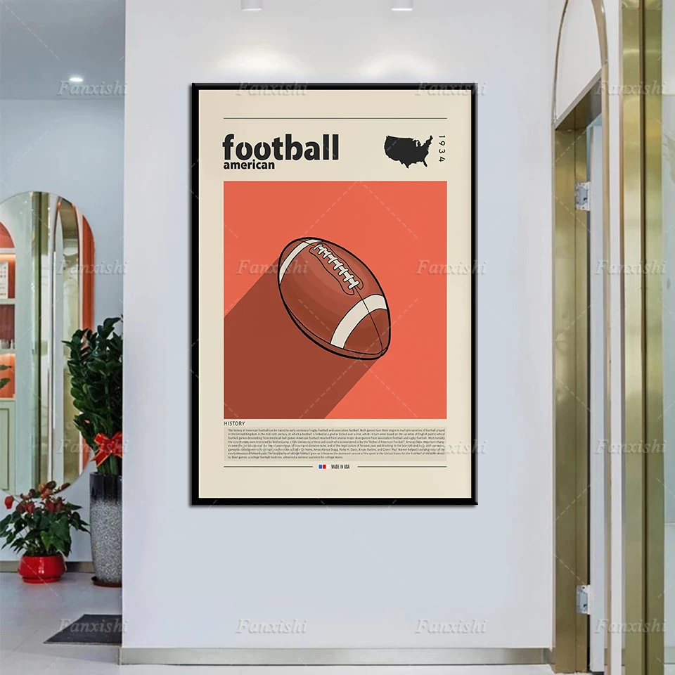 

American Football Poster, Sport Print,American Retro Poster,Housewarming Gift, Home Decor, Mid Century Poster, Minimalist Prints