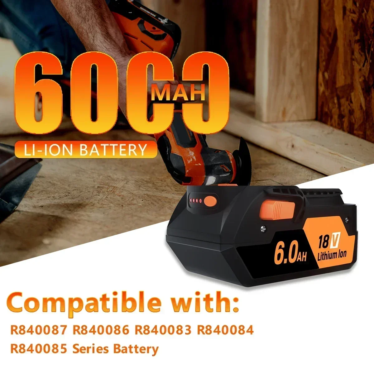 Р 840087 АК P 6000 мАч для литиевой батареи Ridgid 18 В R 840083 840085 840086 840089 Аккумуляторные