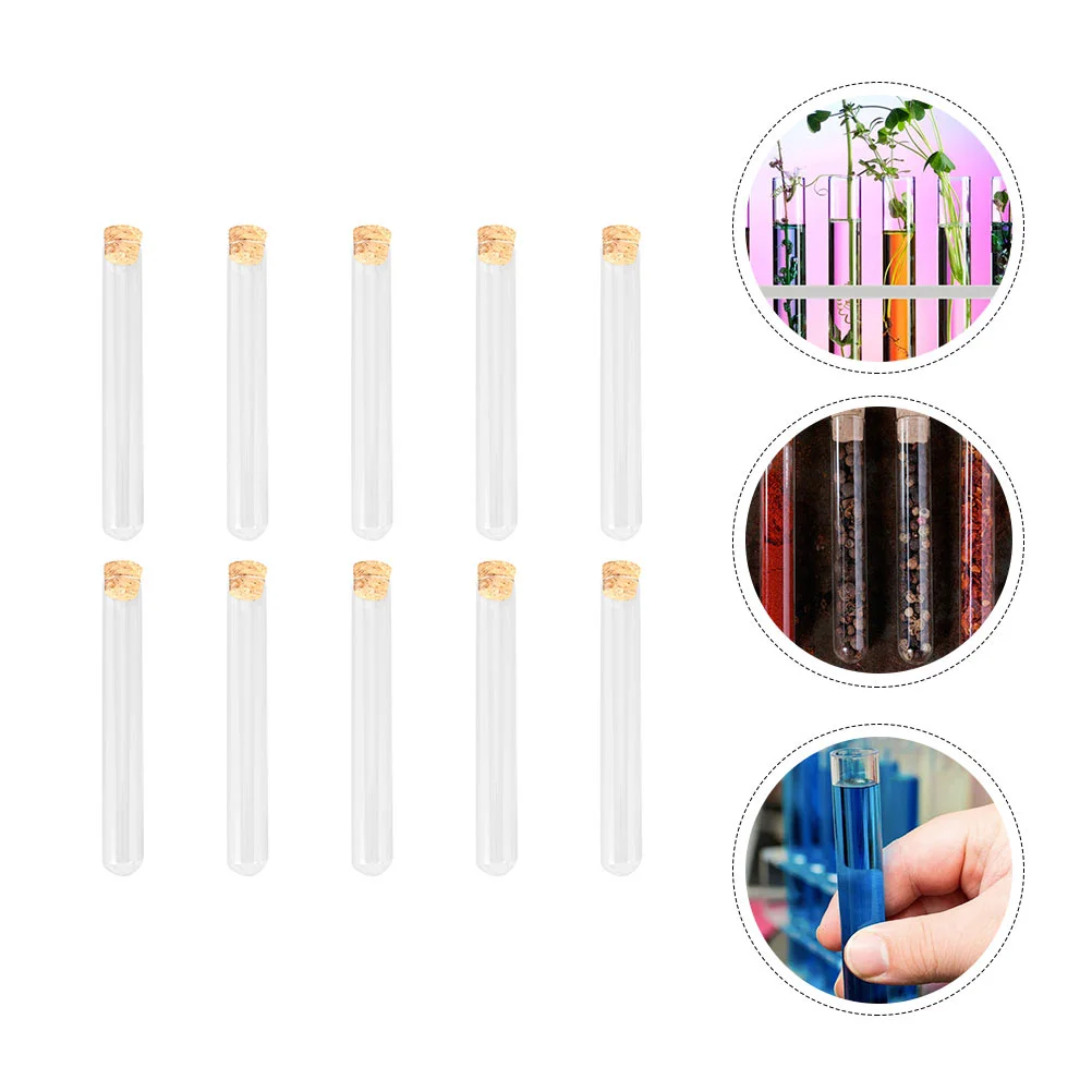 

10Pcs Transparent Test Tubes with Wood Corks Laboratory Equipment Accessories