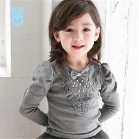 new 2022 autumn girls blouse shirts pearl bow baby girl school blouses cotton shirt blusas kids children clothing 3 10y