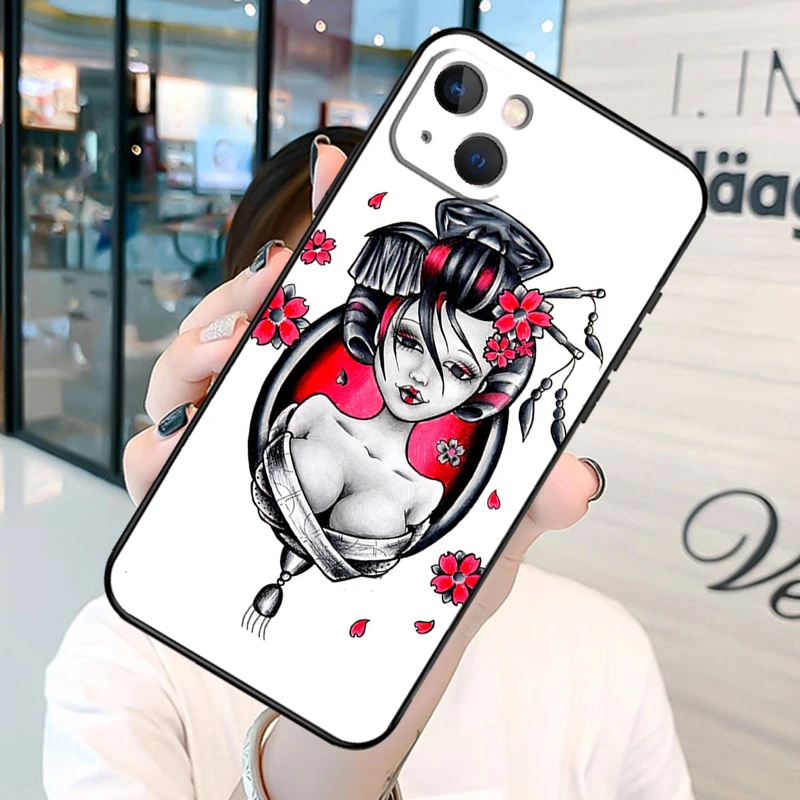 Японский традиционный чехол Geisha для телефона iPhone 13 12 11 Pro Max 8 6 7 Plus SE 2020 XR X XS MAX