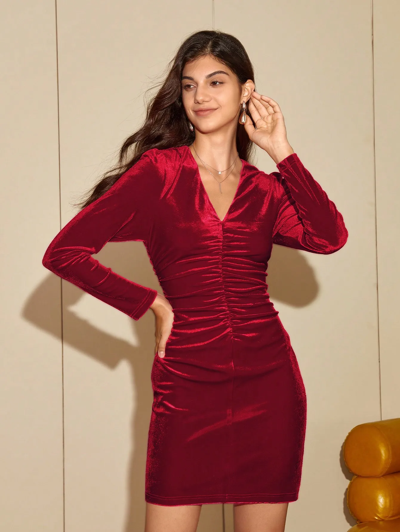 AEL Lady осенне-зимнее дизайнерское Плиссированное зрелое базовое платье с