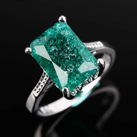vintage bright ring with green stones square stone silver color for women anniversary holiday jewelry anillos mujer wholesale