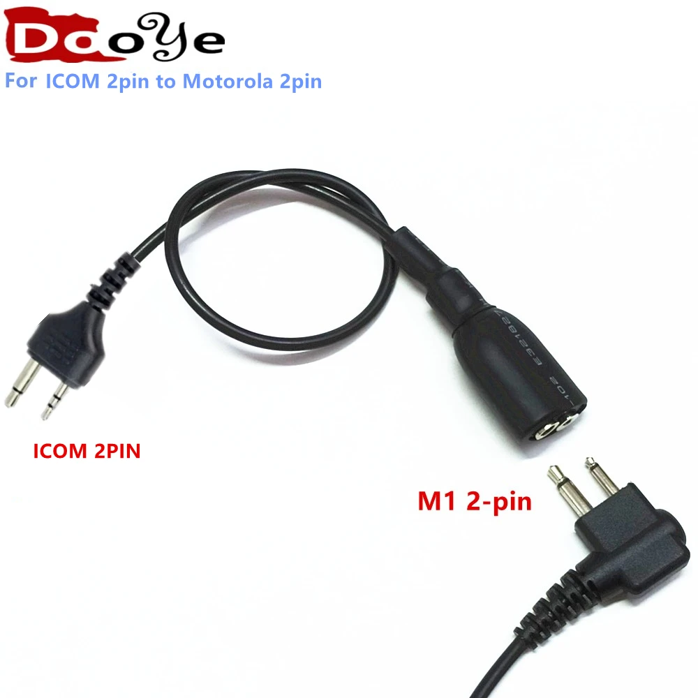 Adapter for connecting Motorola 2-pin headset to ICOM 2-pin radio ,icom to M1 Adapter for ICOM IC-F11 IC-v8 IC-F31 VERTEX VX-200