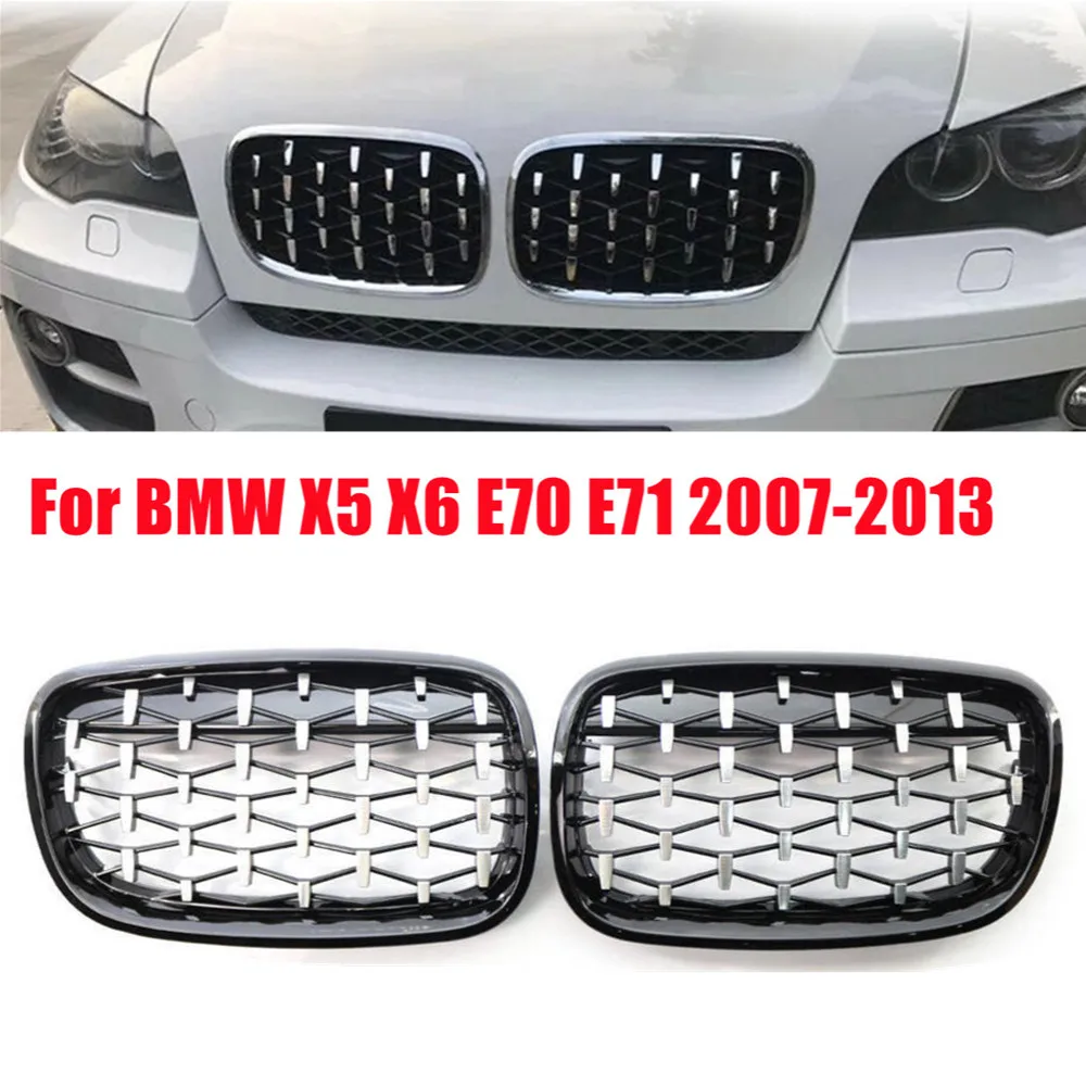 Решетка для BMW X5 E70 X6 E71 2007-2013 АБС-пластик хром черная Автомобильная Алмазная