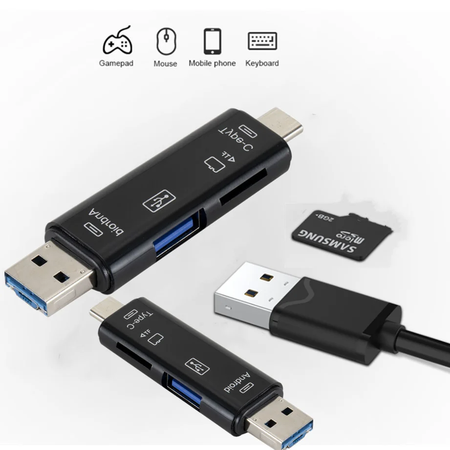 Устройство для чтения OTG карт памяти GRWIBEOU TYPE-C & Micro USB 5 в 1 Высокоскоростной 3 0