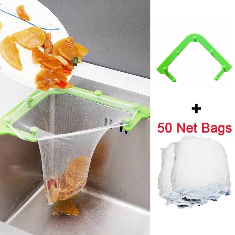 

Multi-Purpose Triangle Drainage Rack Hanging Net Filter Bag Drain Basket Kitchen Sink Filter Leftovers Soup Food Residue Drainer