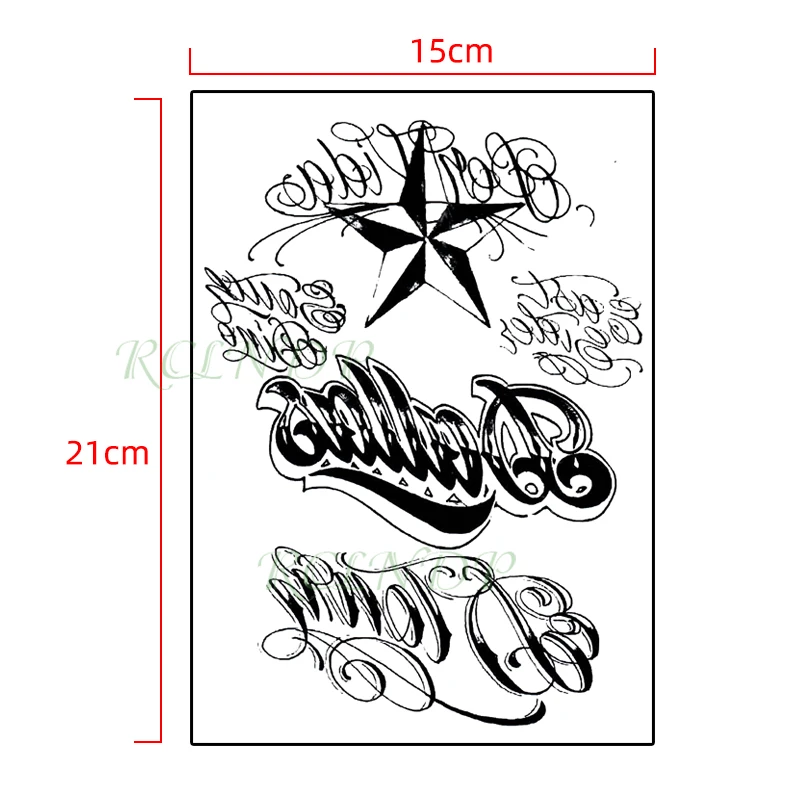 Водонепроницаемая Временная тату-наклейка со звездами и буквами английское