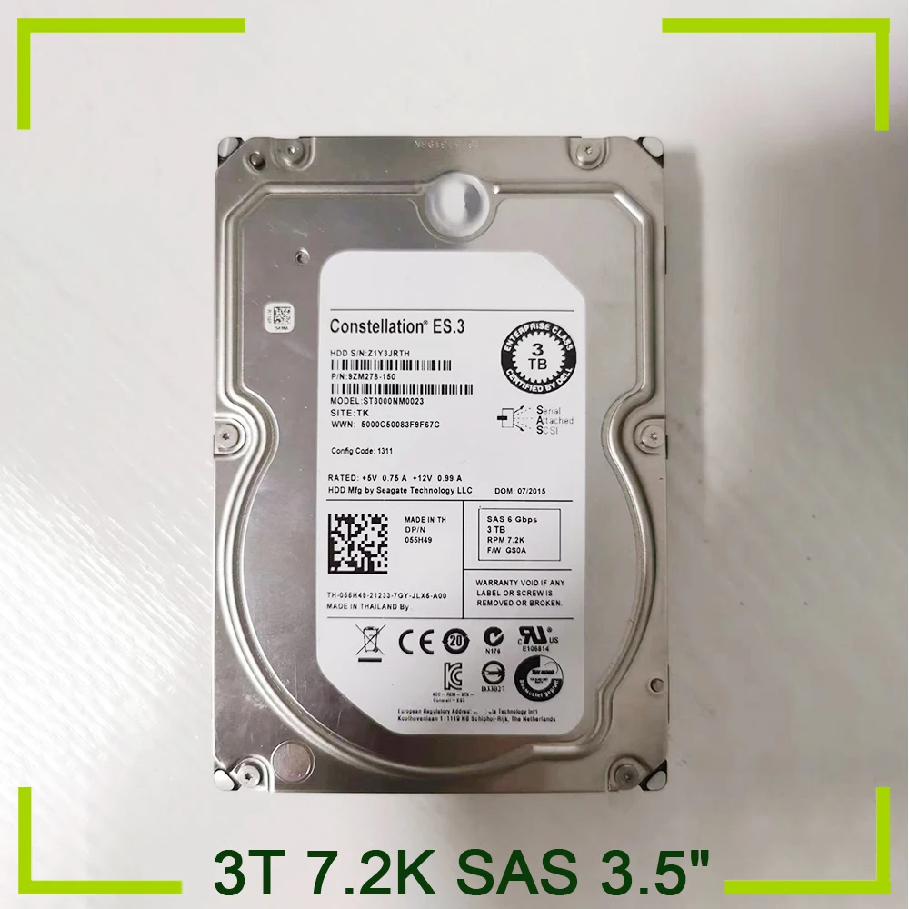

Жесткий диск для сервера 9ZM278-150 055H49 3T 7,2 K SAS 3,5 "для ST3000NM0023