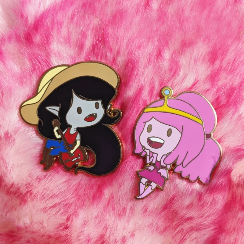 

Cute Cartoon Marceline and Princess Bubblegum Enamel Pin Adventures Times Badge Brooch Anime Fashion Jewelry