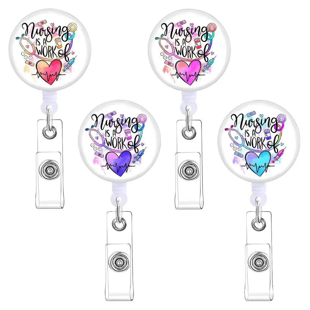 

Love Stethoscope Badge Reel Clip Retractable Rotating Nurse Chest ID Card Holder Doctor Work Name Tag Halloween Jewelry Gifts
