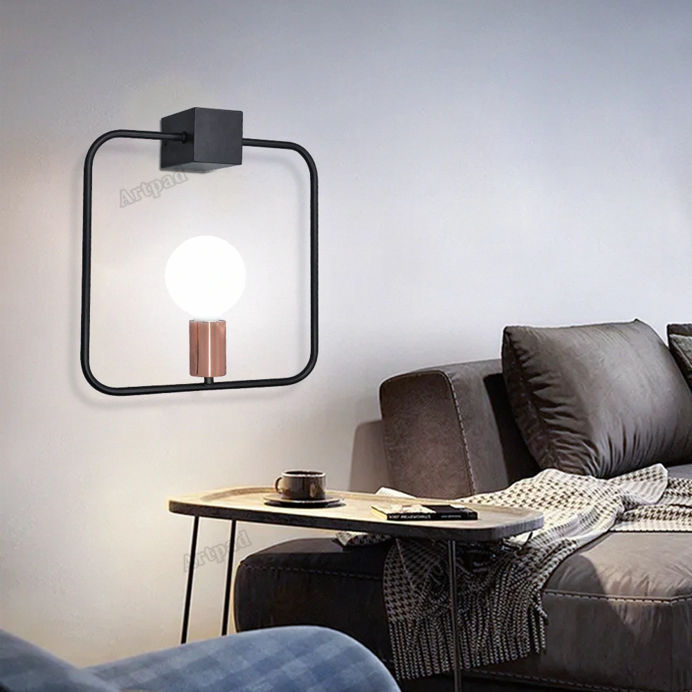 

Minimalist Wall Lamp Geometric Kids Lamp Wall Mounted Lamp Sconces for the Bedroom Home Decor Iron Art Lighting E27