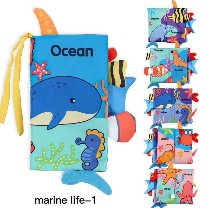 

2022 Baby Cloth Book Kids Infant Early Learning Educational Animal Tails Fabric Books Develop Cognize Reading Puzzle Book Toys