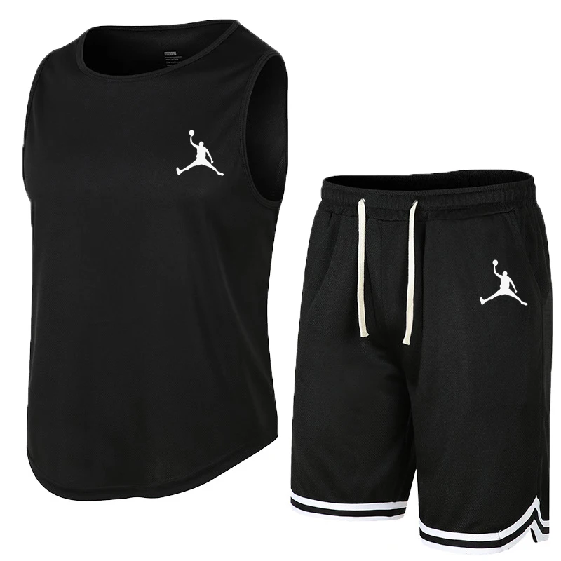 Trapstar Tracksuit Men 2023 Summer Men's Vest T-Shirt + Shorts Outdoor Basketball Sportswear Sleeveless Round Neck T-Shirt Set