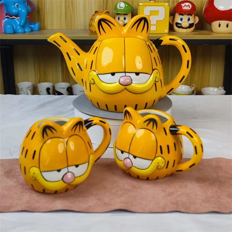 

2023 New Garfield Cartoon Ceramic Cup Exquisite Teapot Cute Tea Set Restaurant Kitchen Supplies Birthday Gift for Boys and Girls