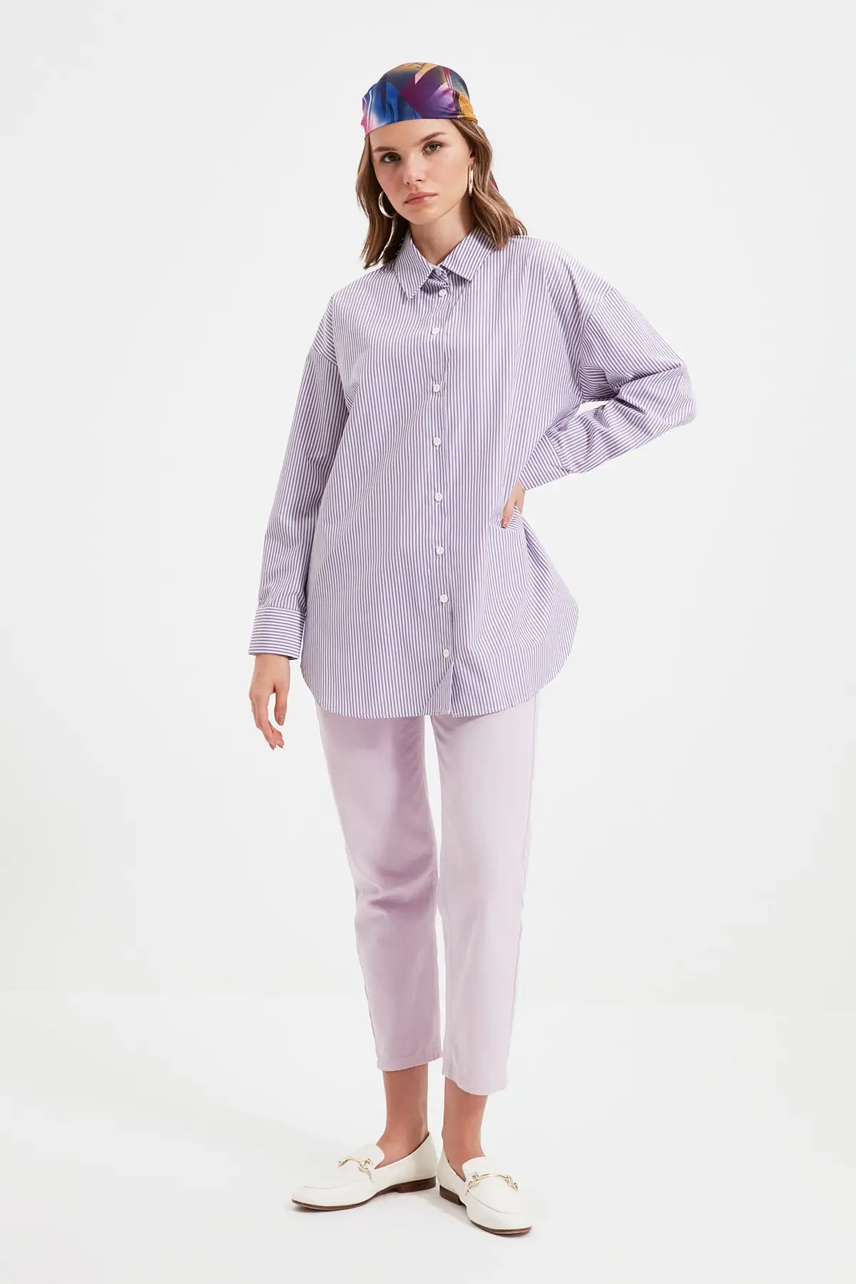 

Trendyol Striped Shirt Collar Tunic TCTAW22UK0078