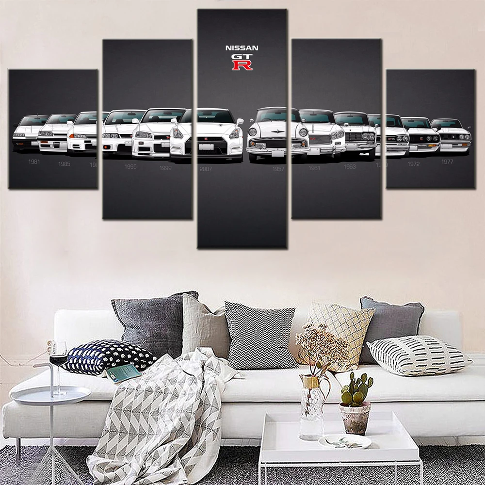 

5 Piece Painting Fifty Years of Nissan Skyline GT-R Motorlegend Canvas Wall Art Posters Modern Modular Picture Living Room Decor