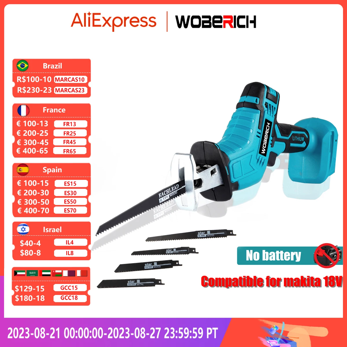 18V 4000rpm/min Cordless Electric Reciprocating Saw Variable Speed Metal Wood Cutting Tool Electric Saw For Makita 18V Battery