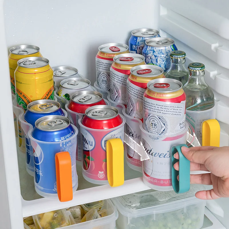 

4 Holes Refrigerator Storage Box Drawer Type Beer Cola Sort Out Basket Plastic Finishing Frame Home Kitchen Beverage Organizer