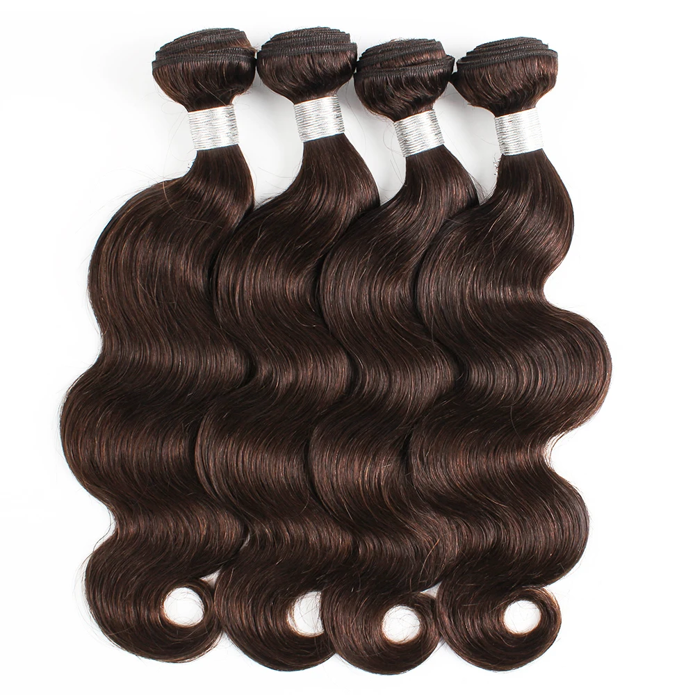 #2 Darkest Brown 4 Bundles Body Wave Remy Indian Human Hair Extension 400g/lot Thick Ends Wefts