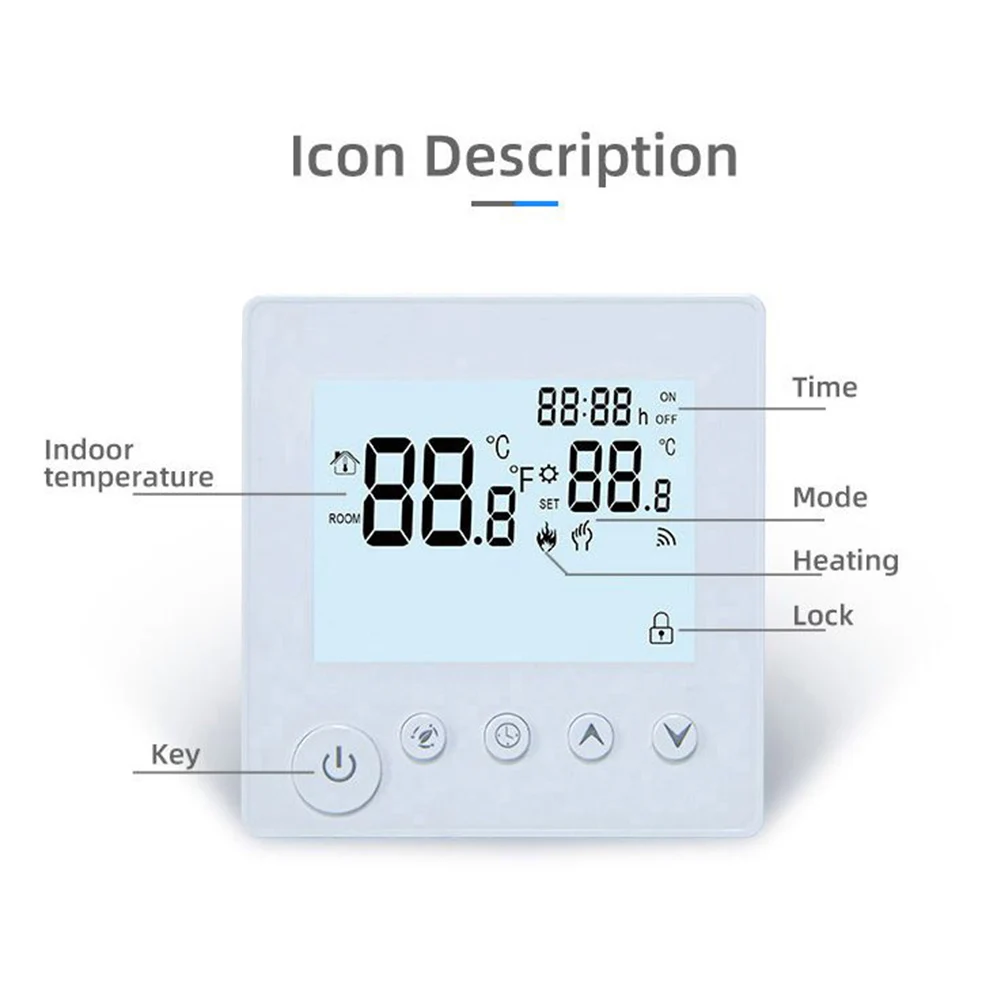 

Digital Thermostat 220V Child Lock Day LED Plastic Replacement Room Spare Parts Underfloor Heating Wall Heating