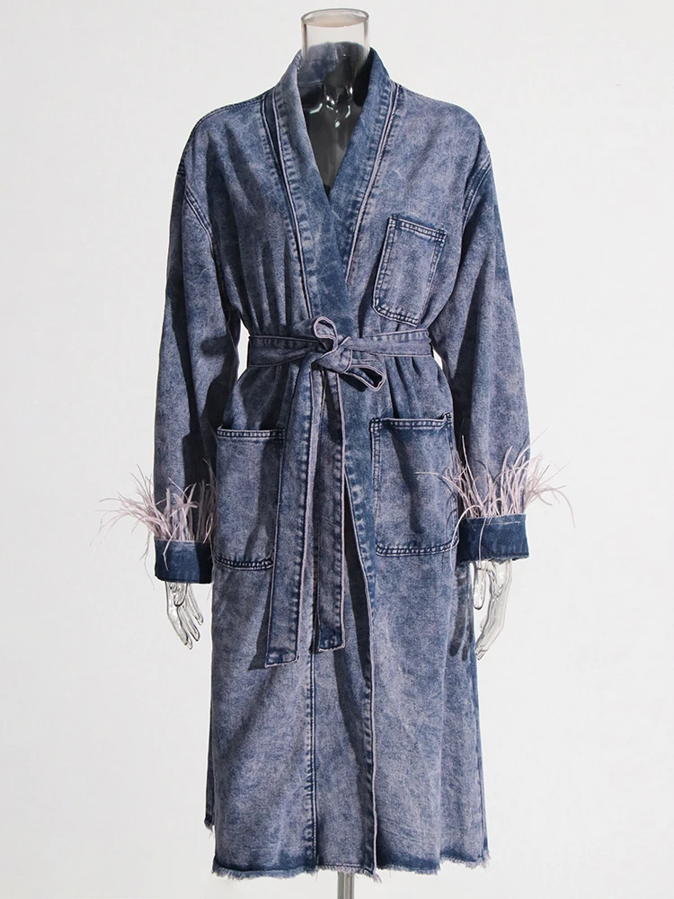 Женская Лоскутная Куртка С Перьями VGH