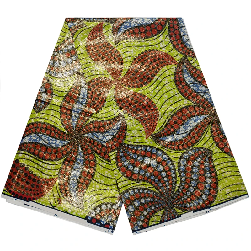 

Женская ткань с принтом Золотой вощеной ткани, 100% хлопчатобумажная ткань, жаккардовый дизайн, материал для шитья и батика, тканевая ткань, т...