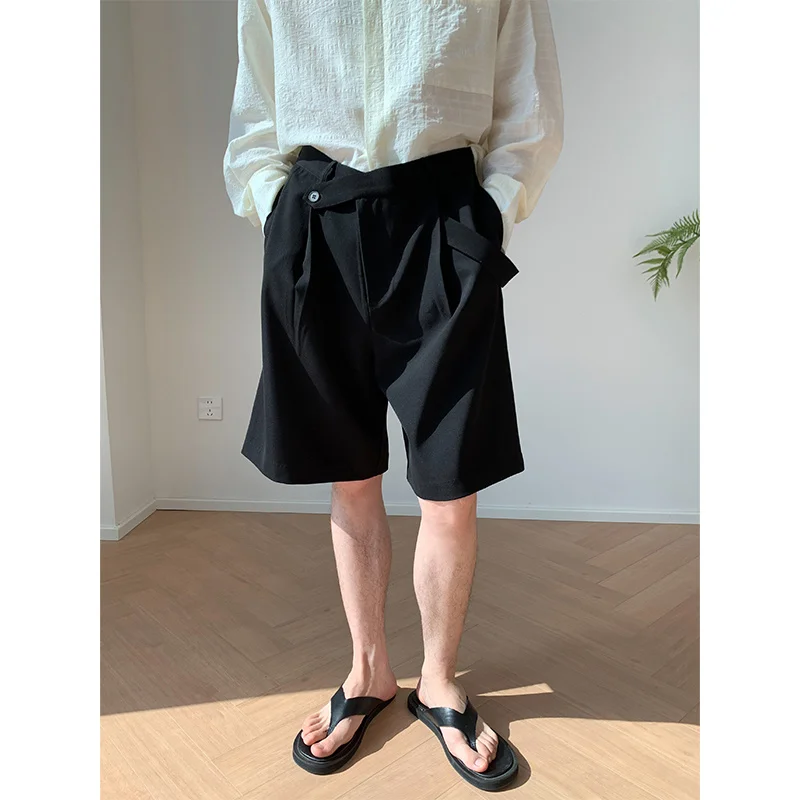 

SYUHGFA New Male Suit Shorts Korean Streetwear Loose Casual Short Trouser 2023 Summer Fashion Niche Design Pant