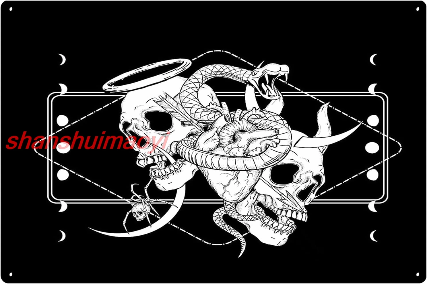 Металлическая вывеска Znzd с скелетом и змеей