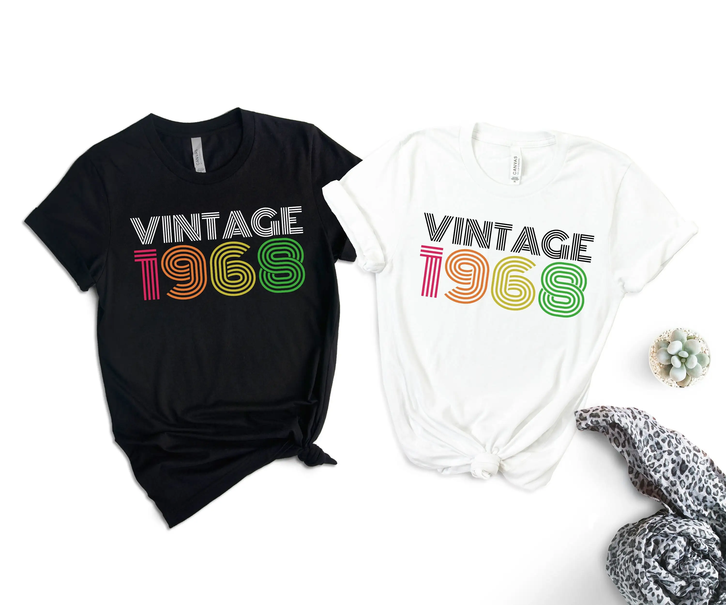 Ретро 1968 Футболка 56-й день рождения Винтаж для лучших подруг в возрасте