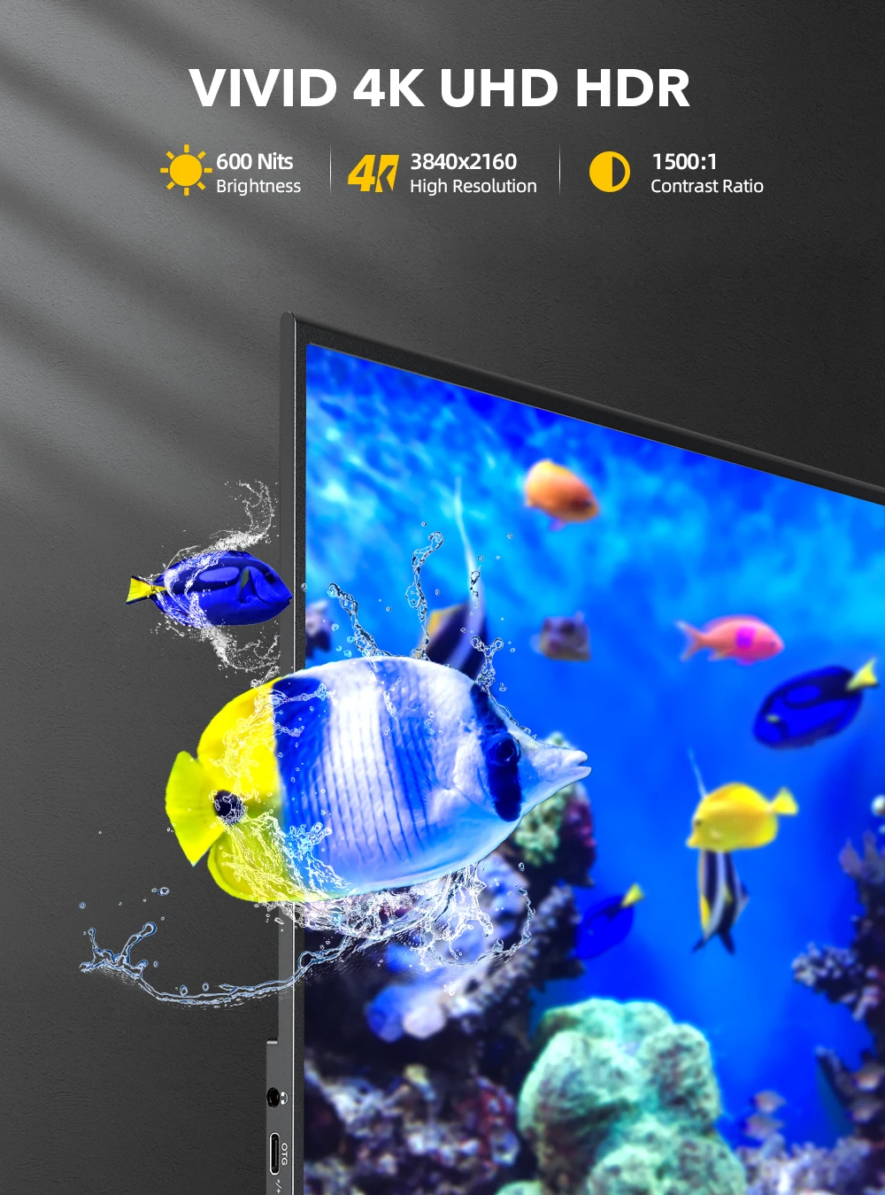 EVICIV 4K компьютерный дисплей 15 6'' 3840x2160 USB C HDR FreeSync два динамика Type-C HDMI OTG внешний