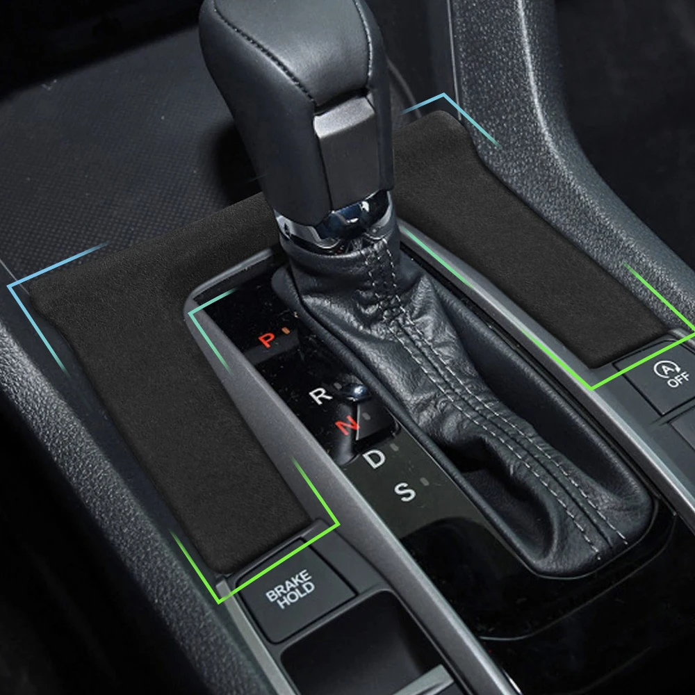 

suede Central Control Shift Gear Panel Frame Cover Trim for Honda Civic 10Th 2016-2019 Gen Automatic manual Transmission