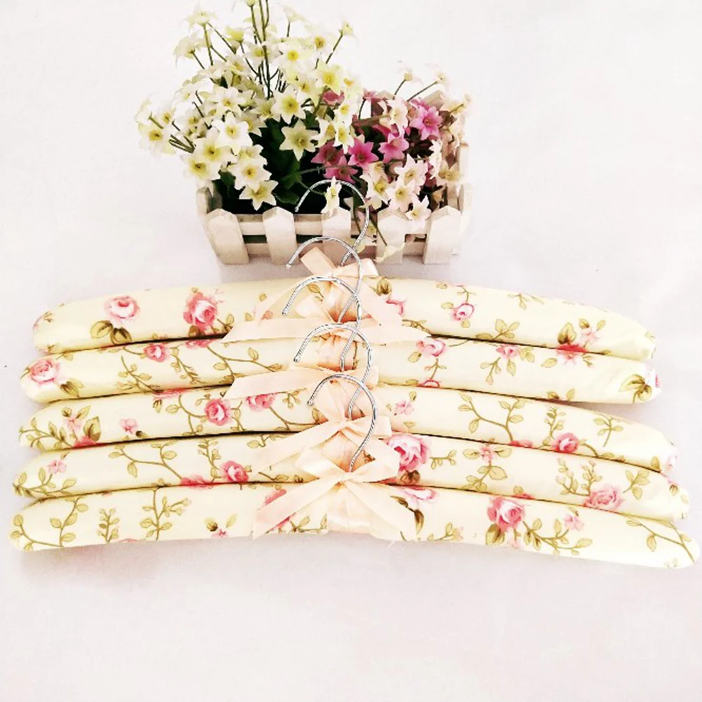 

10pcs Padded Cloth Hanger Wooden Hangers Soft Fabric Hanger Non Satin Canvas Covers No Shoulder Bump Hangers for Bridal Wedding