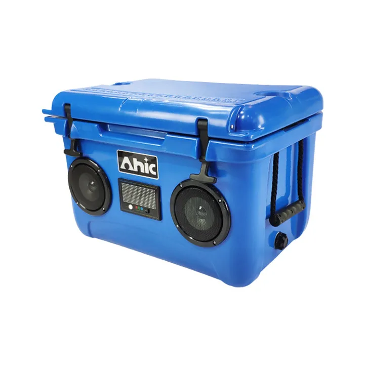

Waterproof red insulated cooler with BT speakers for outdoor picnic