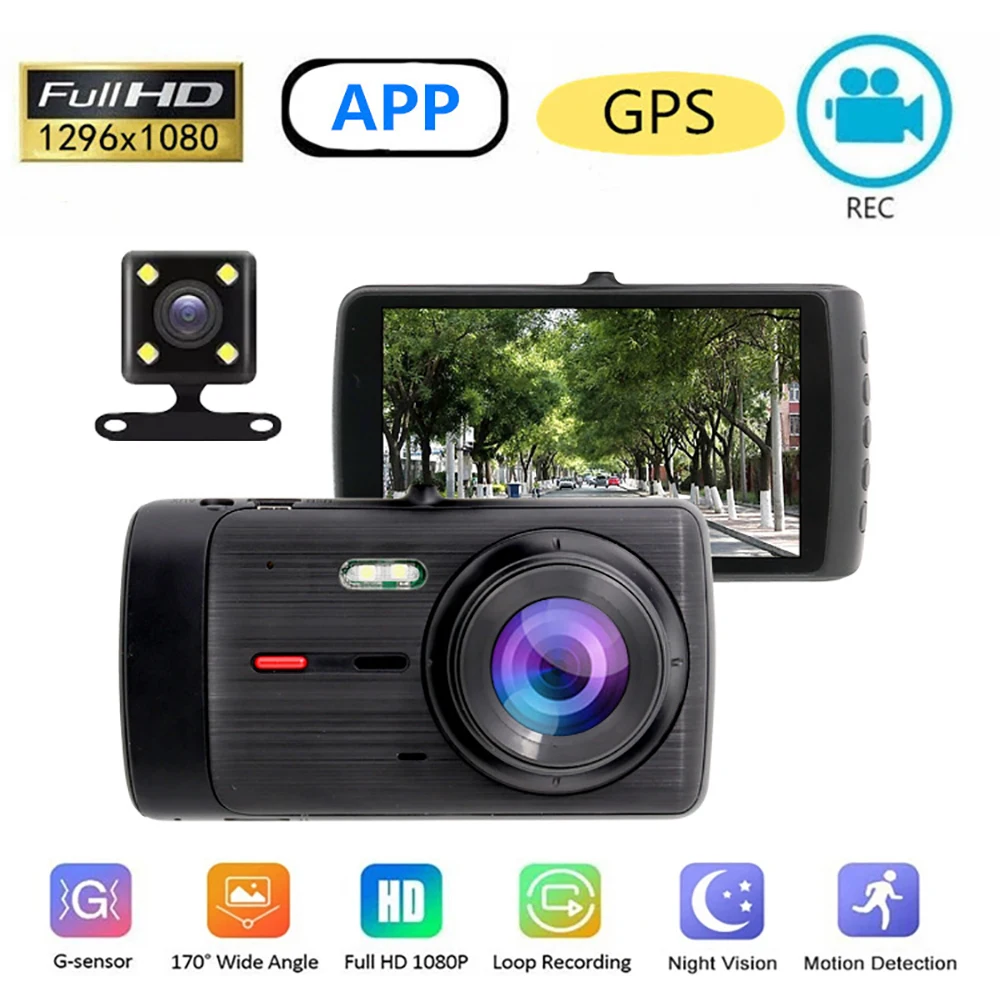 

Автомобильный видеорегистратор, Wi-Fi, 4,0 дюйма, Full HD 1080P, камера заднего вида, зеркало, видеорегистратор, монитор парковки, ночное видение, GPS, автомобильные аксессуары