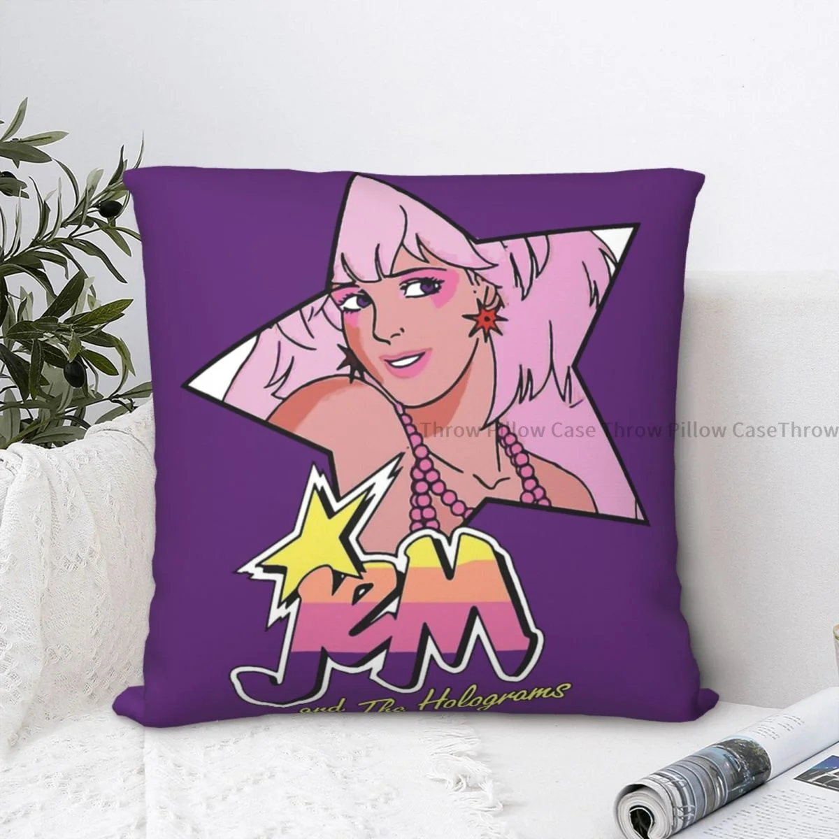 

Star Truly Outrageous Showtime 80s Party Cojines Throw Pillow Case Jem and the Holograms Cushion Home Print Decorative Coussin
