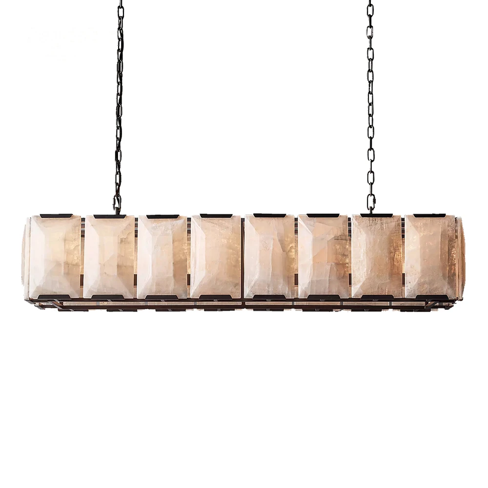 

Прямоугольные люстры Harlow из Кальцита, светодиодный ные светодиодные подвесные светильники в стиле ретро из латуни, мрамора, хром, черный цв...
