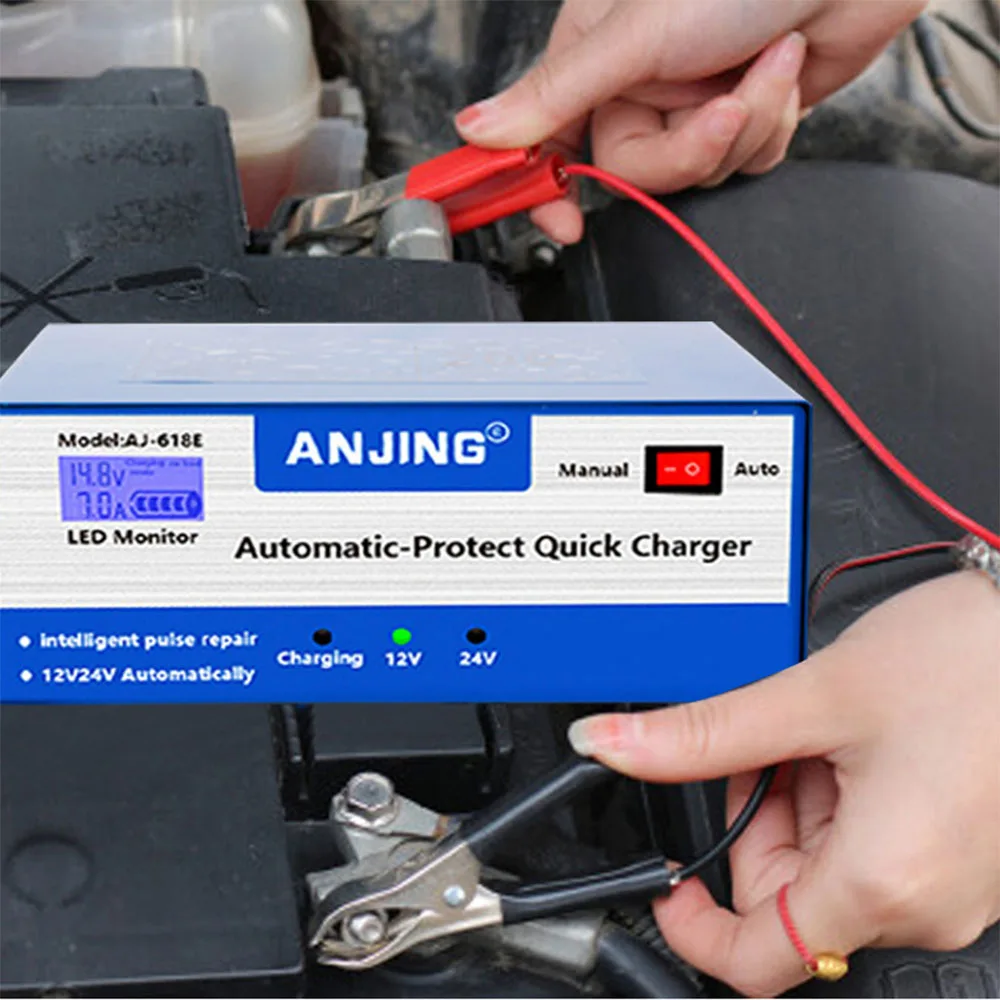 

Автомобильное зарядное устройство, автоматическое зарядное устройство 12 В/24 В, 10 А, зарядное устройство для автомобильного аккумулятора, интеллектуальная зарядка монитора, поддержка аккумулятора